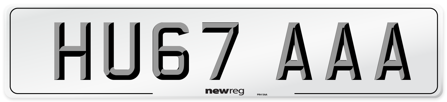 HU67 AAA Number Plate from New Reg